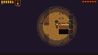 A dark mine lit only by the cowboy's lantern as a ghoul closes in